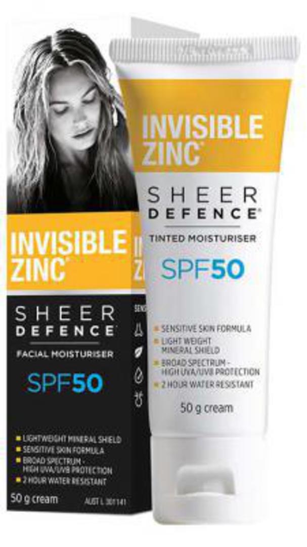  INVISIBLE ZINC® Sheer Defence Moisturiser SPF 50- UNTINTED 50g image 0